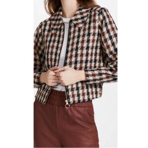 Scotch Soda Maison Scotch Plaid Tweed Cropped Bomber Jacket Women's‎ XS